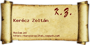 Kerécz Zoltán névjegykártya